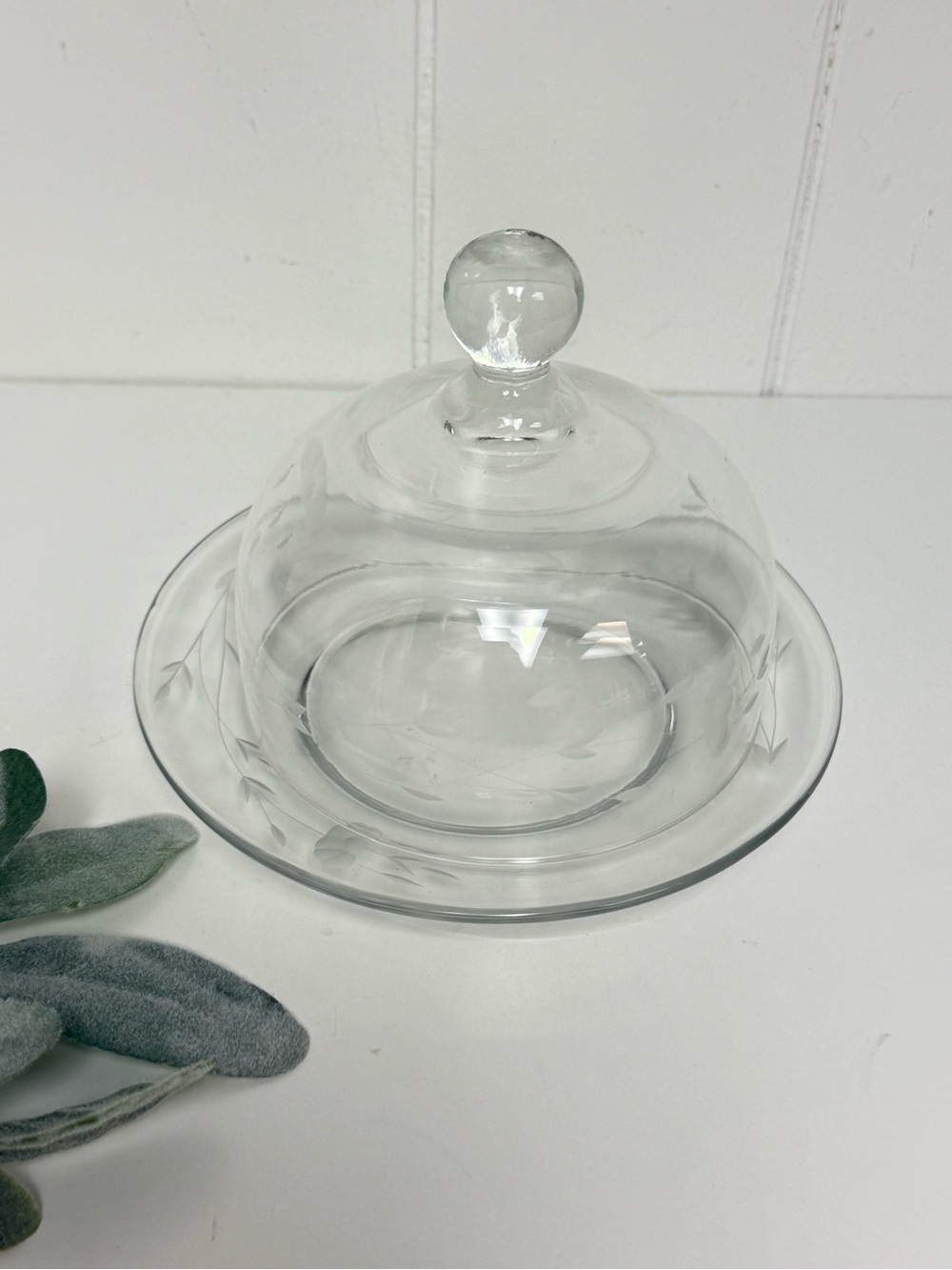 Vintage Princess House Heritage Round Crystal Covered Butter Dish Discontinued